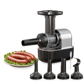 Electric Sausage Stuffer Machine, Automatic Meat Stuffer with 3 Stuffing Tubes and 1 Meatball Tube, Homemade Sausage Meat Processor Gun for Hot Dog Beef Chicken Embutidora de Chorizos