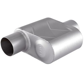 Universal Exhaust Muffler with Aggressive Sound, Anti-corrosive Muffler, Chamber Performance Mufflers for Cars, Trucks(2.25" offset in | 2.25" center out | overall 13")