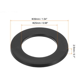 PATIKIL M25 Rubber Flat Washer, 8 Pack 25mm ID 39mm OD 2.5mm Thick Sealing Spacer Gasket Ring for Faucet Pipe Water Hose Fastener Bolt, Black