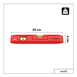 Torpedo Spirit Level 25 cm I Hultafors I Antistatic Spirit Level with 2 Levels 90° & 180° I Made in EU I Ultra Robust for Various Measurements I 401803