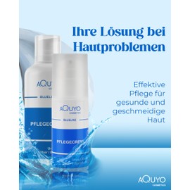 AQUYO Cosmetics Blueline Creme bei Ekzem, Psoriasis, Neurodermitis oder Hautausschlag | Körpercreme für trockene, unreine Haut | Pflegecreme bei Juckreiz und Hautirritationen (500ml Spender) | ohne Parabene & Parfüm