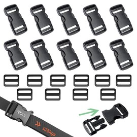 10 Stück Kunststoff-Schnallen, flache seitliche Entriegelungsschnallen, 25 mm, Schnellverschluss-Schnalle, Druckknöpfe, Rucksackschnalle, Ersatz für Gepäck, Rucksack, Haustierhalsband, Schwarz