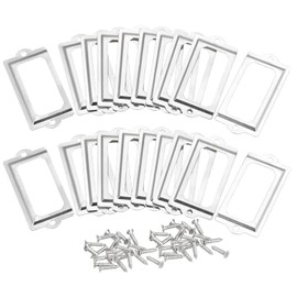 sourcing map Metal Label Holders, 70x33mm 50pcs File Name Card Tag Label Holder Frame for Office Library Drawer Cabinet Shelves, Silver Tone