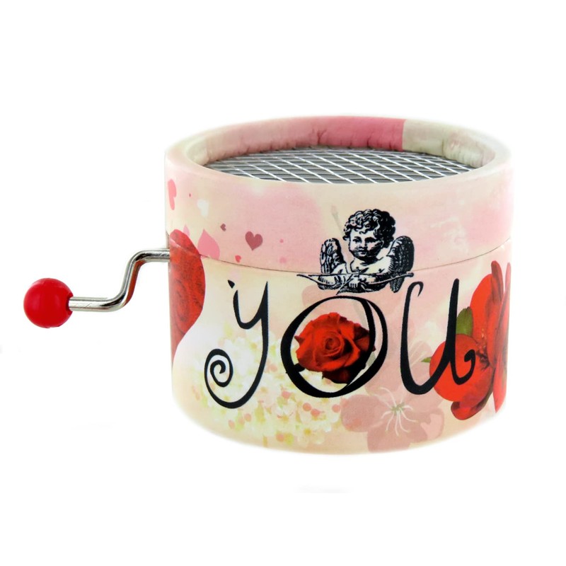 Round Hand-cranked Musical Box/Music Box Made of Reinforced Cardboard -