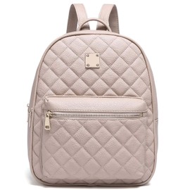 Myhozee Rucksack Damen Leder PU Daypack Klein Elegant Rucksack Tagesrucksack für Mädchen,Beige