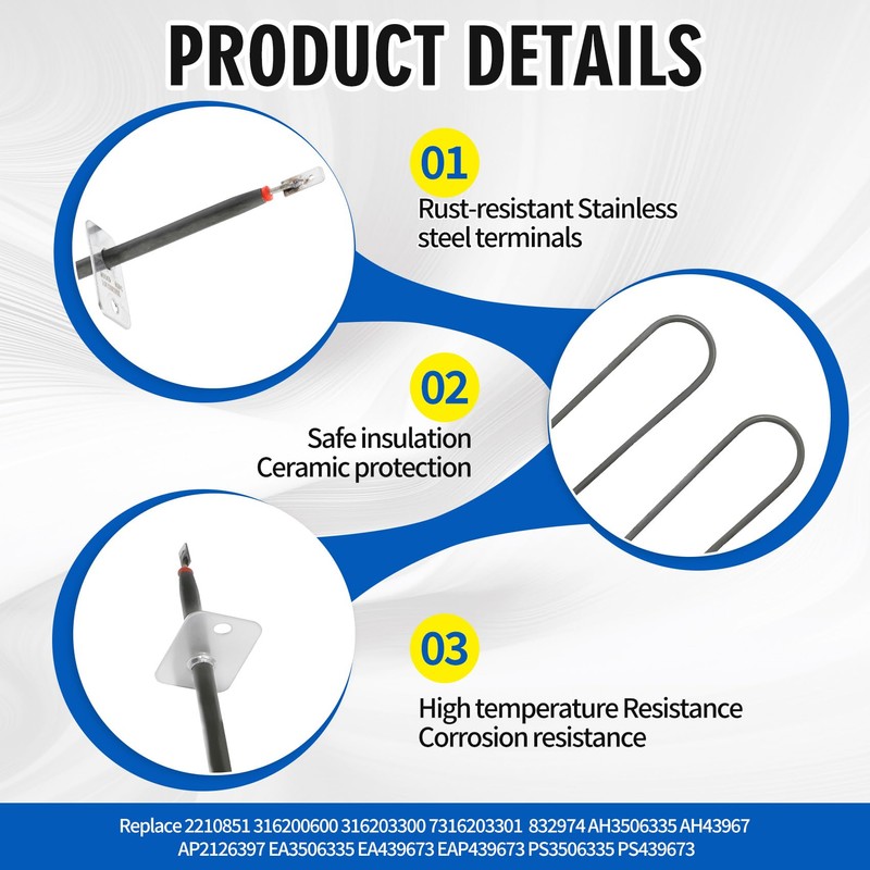 316203301 316200600 Electric Range Broil Element Compatible with Frigidaire Kenmore