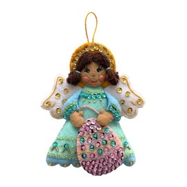 MerryStockings Felt Ornament Kit, Collectible Angels Series, DIY, Sequins, Beads, Embellishments, Step by Step Instructions and Each Angel has Multiple Skin Tone Options (Easter)