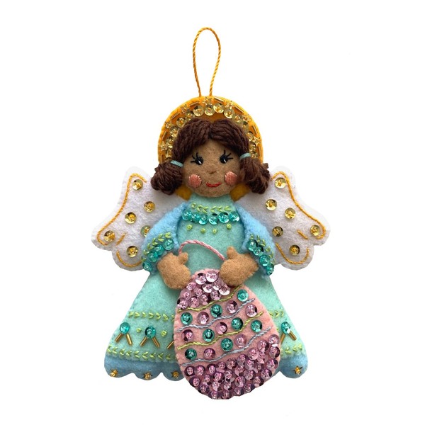 MerryStockings Felt Ornament Kit, Collectible Angels Series, DIY, Sequins, Beads,
