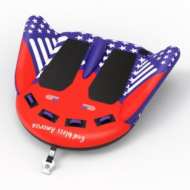 K-Musculo Towable Tubes for Boating 2 Person, 840D Nylon Water Tubes for Boats to Pull, Safety Inflatable Boat Tubes & Towables, Quick Connector, Comfort USA Flag Aircraft & Padded(2025 PRO)