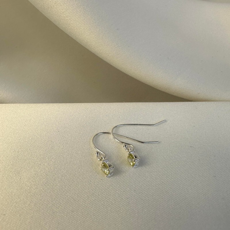 Sterling Silver Peridot CZ August Birthstone Dangle Earrings