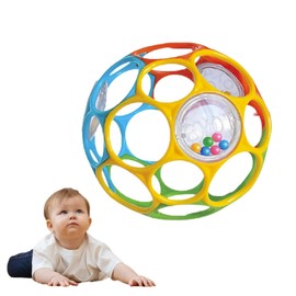 Kikuo Oball Classic Ball with Large Hole, Bendy Ball, Baby Rattle Ball Easy Grasp, o balls for baby Toddlers Soft Plastic BPA-free Toy, Sensory Toy for Early Educational Learning