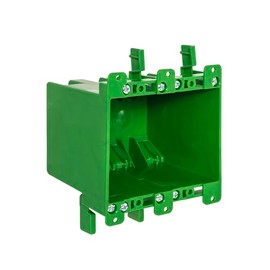 OneBoxForAll Old Work BaseBox – Expandable Double Gang PVC Electrical Box with 8 Knockouts & 4 Wings, 32 cu. in. Capacity - Single Unit