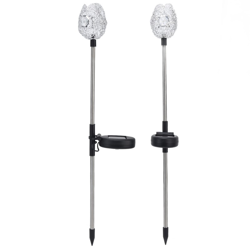 2Pcs Garden Solar Lights LED RGB Fast Charging Petal Design