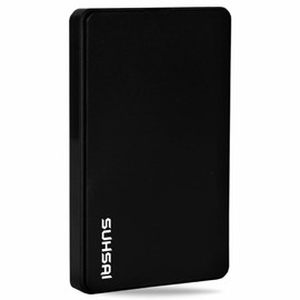 SUHSAI External Hard Drive USB 2.0 Hard Disk Storage and Backup Portable Hard Drive Memory Expansion - Ultra Slim 2.5 inch HDD Compatible with PC, MAC, Laptop, Desktop (1TB, Black)