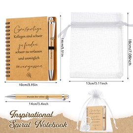 Sinmoe 8 Sets Geschenk für Kollegen Mitarbeiter Motivierendes Spirale Notizblock Danke für Alles Holz Kugelschreiber Großartige Kollegen Sind Schwer zu Finden Schlüsselanhänger Jobwechsel Weihnachten