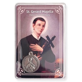 Laminated St Gerard Pregnancy Prayer Card - Catholic Holy Card for Patron Saint of Fertility and Motherhood, Includes St Gerard Medal for Pregnancy, Wallet Size Prayer Card