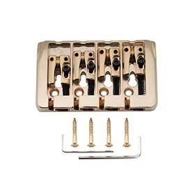 Musiclily Pro 19mm Locking Saddles Hard Zinc 4-String Bass Bridge, Gold