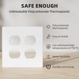 MLLIZH 2-Gang Screwless Duplex Wall Plate, 4.73" x 4.73" Standard Size, Child Safe Double Receptacle Outlet Cover for Decorator Receptacle Outlet Switch, 4 Pack