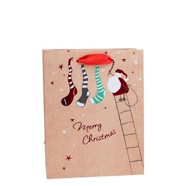 Boston International Gift Bag Christmas Holiday Gifting Paper Bags with Handles, Medium, Merry Christmas Stockings