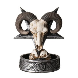 Pacific Giftware Ram Skull Backflow Incense Burner with Pentagram Base Unique Gothic Decor for Aromatherapy Meditation Home Decor 4.5" Inches Tall