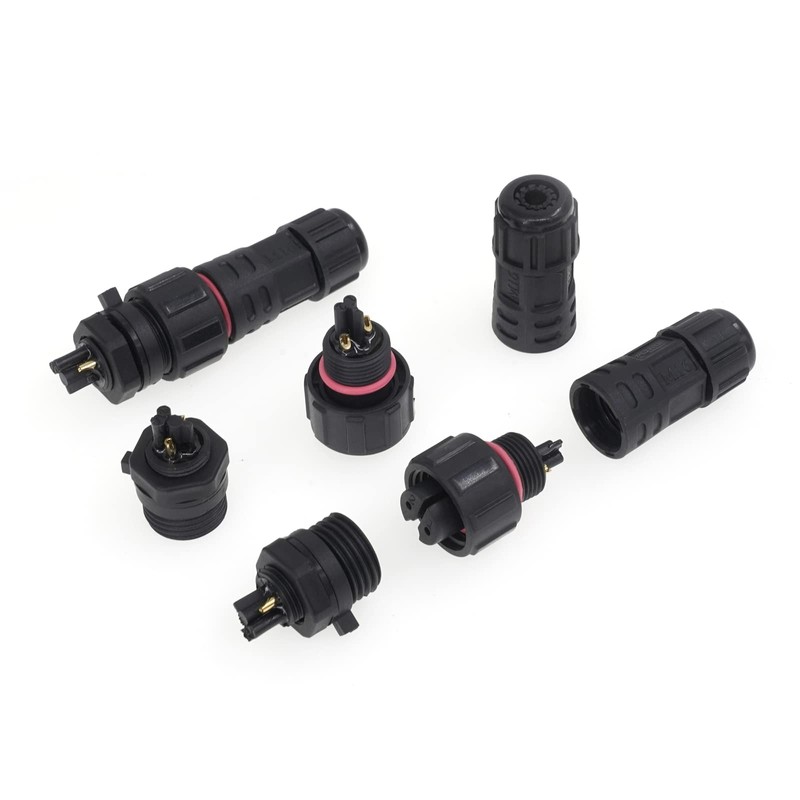AOHUA IP68 Waterproof Connector (5-Pack), M16 2-Pin Industrial/Aviation Connector, (300V/10A)
