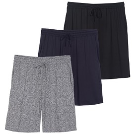 3-Pack: Men's Super Soft Pajama Shorts Jersey Knit Sleep Bottoms Sleepwear PJ Pijama Para Hombres Drawstring Waistband Pockets Essentials Lounge House Wear Comfy Casual - Set 4, L