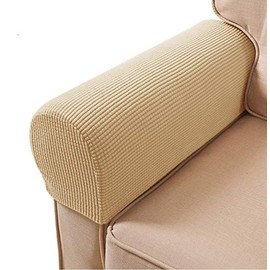 ESRISE Armrest Chair Covers, Stretch Armchair Couch Arm Rest Cover Anti-Slip Spandex Polyester Sofa Chair Arm Caps Slipcovers for Furniture Protector, Set of 2 (Khaki)