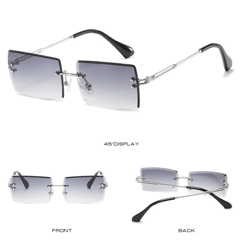 OSAGAMA Fashion Sunglasses Small Rectangular Rimless Glasses for Men and