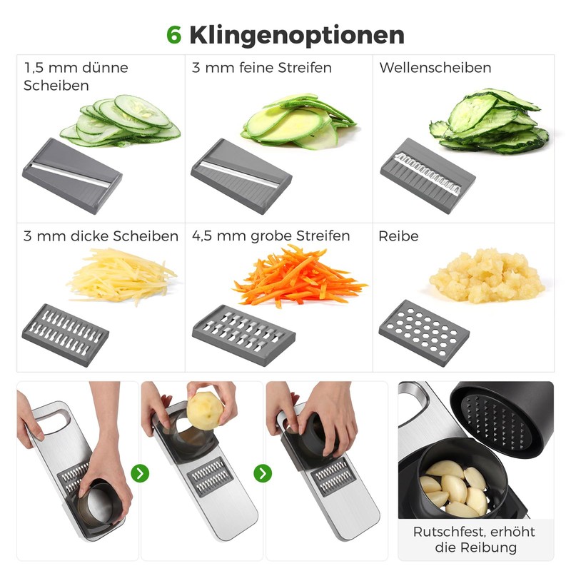 Oderra Vegetable Slicer Stainless Steel with 6 Blades, Mandolin Kitchen