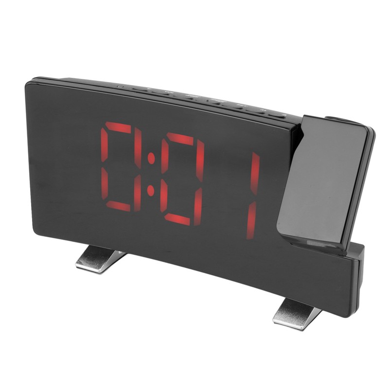 Radio Projection Alarm Clock LED Display Electronic Clock Curved Screen