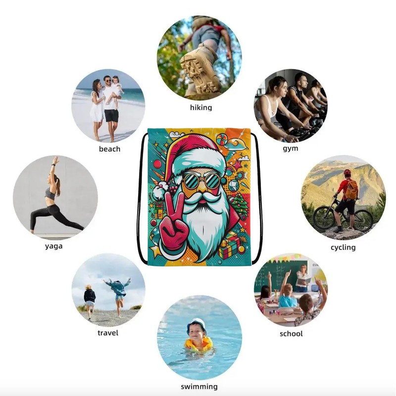 EZB Christmas Santa Drawstring Bag | 36x30cm Midi Sized Backpack