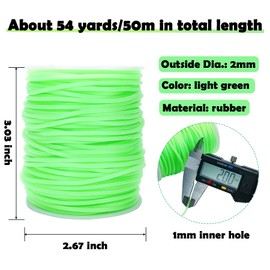 54 Yards Hollow Pipe Rubber Tube Cord 2mm Camellia PVC Tubing Cord String with Spool for DIY Necklace Bracelet Jewelry Making(Light Green)