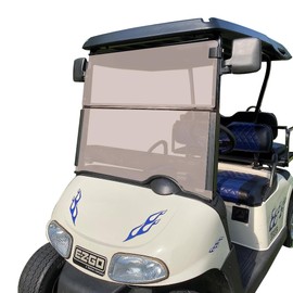 Huskey Tinted Golf Cart Windshield for EZGO RXV, Freedom RXV 2008-Up, Bottom Rubber Body Protection Gasket Added, 3/16" Thick, 25% Thicker Than Most aftermarket windshields