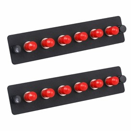 Duogalia 2-Pack 6 Simplex ST Fiber Patch Panel with Simplex Singlemode Red ST Adapters, 6 Fiber Ports