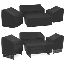 DUZFOREI 4 Pcs, Waterproof Patio Furniture Outdoor Covers Include Sofa Cover, 2 Chair Covers, Coffee Table with Windproof Buckle Strap and Adjustable Drawstring