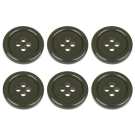 Pack of 6 Olive Green Sew on 18mm Round Buttons Flat 4 Holes 28L 28 Ligne