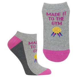 Hot Sox Women's Fun Pop Culture & Celebration Crew Socks-1 Pair Pack-Cool & Funny Novelty Gifts, Made It to The Gym Low Cut (Gray Heather), Shoe Size: 4-10