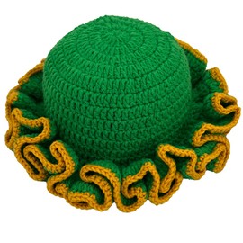Hshsclth Boho Chic Crochet Hat Solid-Color Handmade Knit Bucket Hat with Colorful Ruffles Winter Knitted Fisherman Hat (US, Alpha, One Size, Green Yellow)