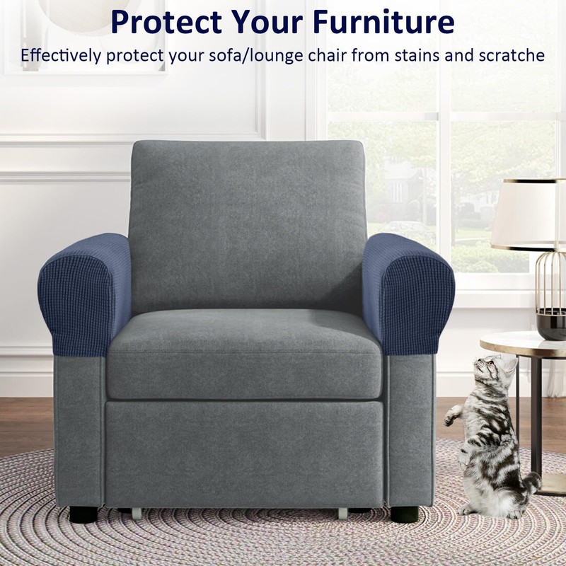 Kaket Sofa Arm Covers Grey, Anti-Slip Armchair Covers Slipcover Protector,
