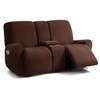 ULTICOR Jacquard Design Reclining Loveseat with Middle Console Slipcover, 8-Piece
