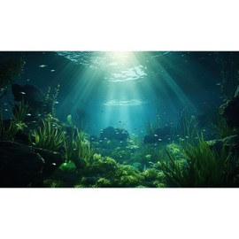 Underwater Fish Tank Background Under The Sea Aquarium Background Ocean Floor Aquatic Plants Fish Tank Background Deep Sea with Sunray Terrarium Background Tropical Fish Aquarium Backdrop 24x16in