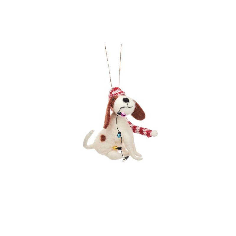 Dog With Fairy Lights Felt Decoration