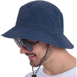 Unisex Wide Brim Boonie Hat, Adjustable Bucket Sun Hat for Men and Women, UV Protection and Waterproof Fishing Hats, Breathable Boonie for Outdoor Fishing, Gardening, Safari, Beach, darkblue