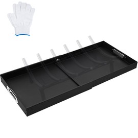 MYFIREPLACEDIRECT 2 Piece Adjustable Fireplace Ash Tray Pan | Expandable Fireplace Ash Pan with Handles for Up to 31" Fireplace Grate, Rectangle Galvanized Steel Sturdy Fireplace Ash Tray, Black