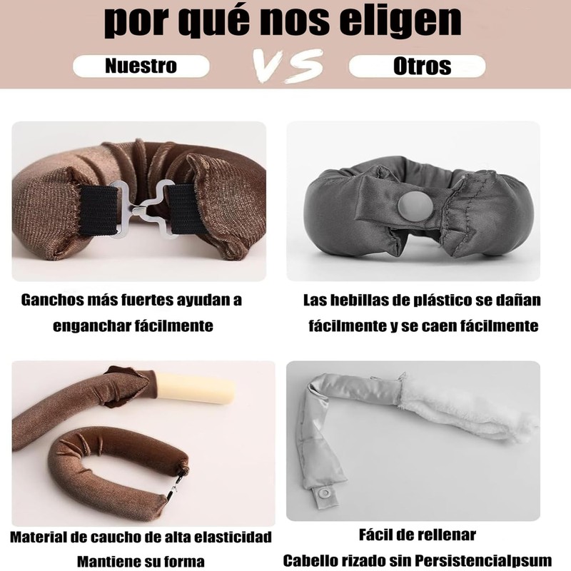 Wzenclave Horquillas, 4 rizados sin calentar, olas sin calentar, rizados