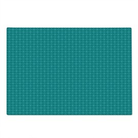 Lunarable Geometric Cutting Board, Traditional Rhombuses and Intertwined Circles Pattern Classic Art Design, Decorative Tempered Glass Cutting and Serving Board, Large Size, Turquoise Teal