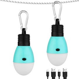 EverBrite Rechargeable Camping Light,Portable Tent Lantern,3 Lighting Modes, Hanging Tent Light Bulbs with Clip Hook for Hiking, Fishing, Backpacking, Emergency and More-Green - Style: Blue-2 Pack