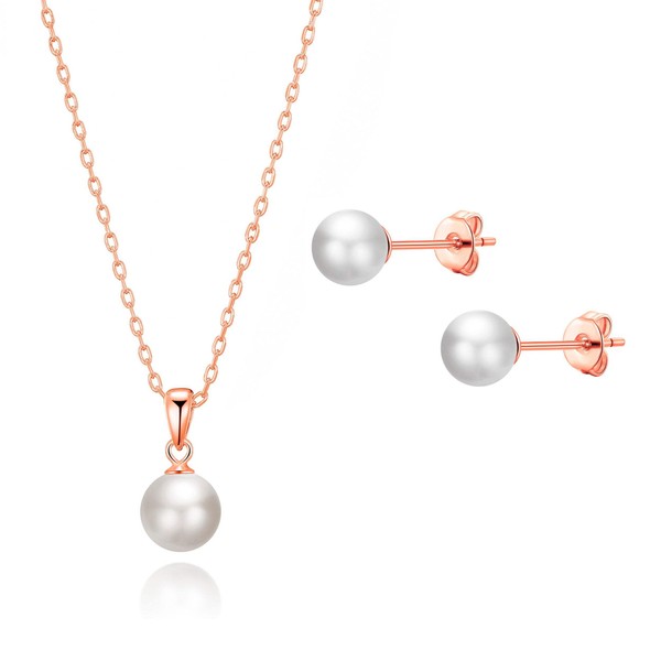Philip Jones Rose Gold Plated Shell Pearl Set