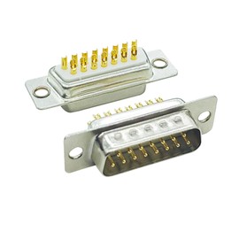 OSELTYATH 10pcs D-SUB Plug/Socket, 2 Row 9PIN/15PIN/25PIN/37PIN Gold Plated Inerface For RS232/485/422.. VGA Serial Communication, Solder Type With Solder Cup D-SUB Connectors (15PIN Male)