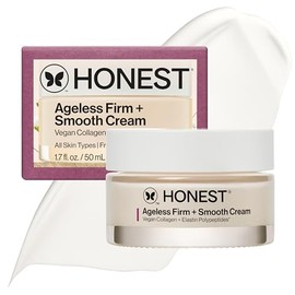 Honest Beauty Ageless - Crema firme y suave, impulsada por polipéptidos de elastina de colágeno vegano, piel más firme y suave, sin fragancia, verific